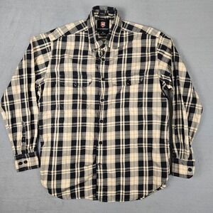 VICTORINOX‎ Button Up Shirt Mens Medium Long Sleeve Plaid 80s 2ply Staple Cotton